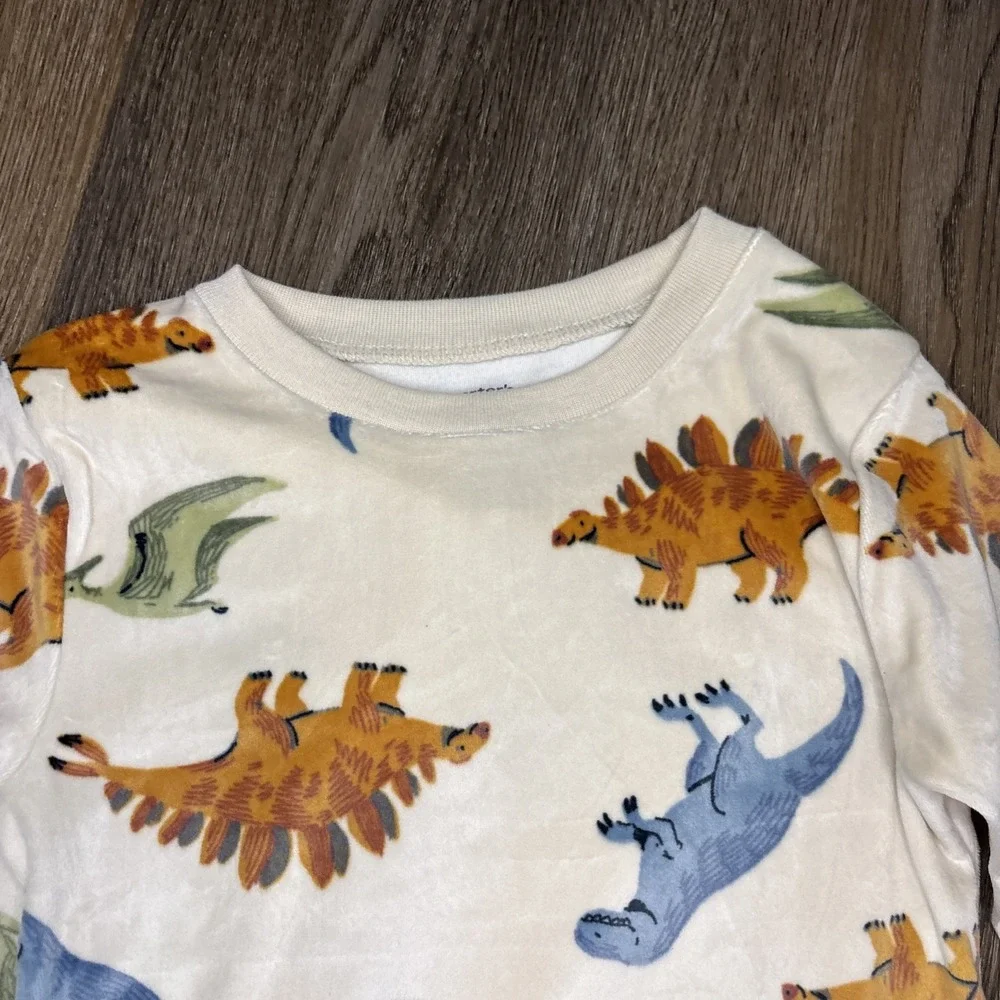 Carter's Dinosaur DreamPlush Dino Pajama Set Boy's 7 Velour Snug Fit Long Sleeve